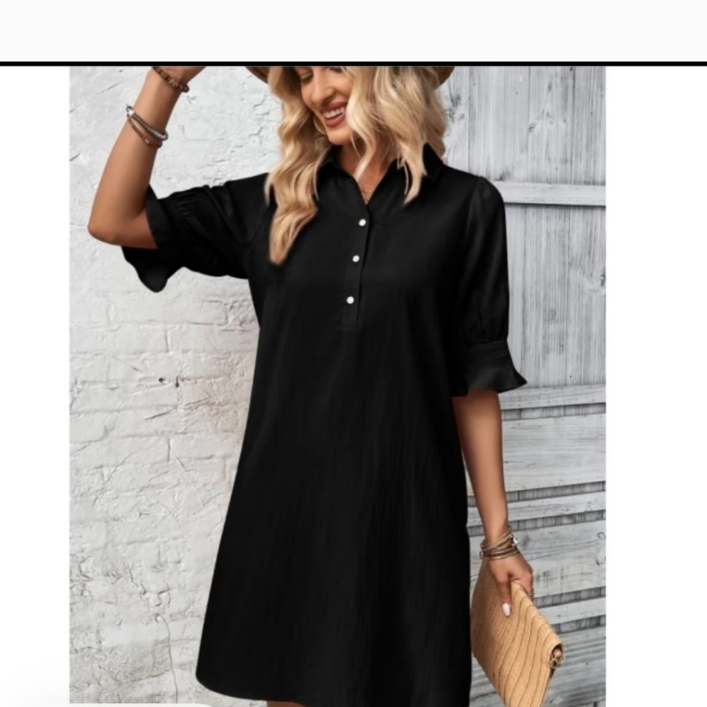 NWT Dirass Olive Button-Up Dress Size M